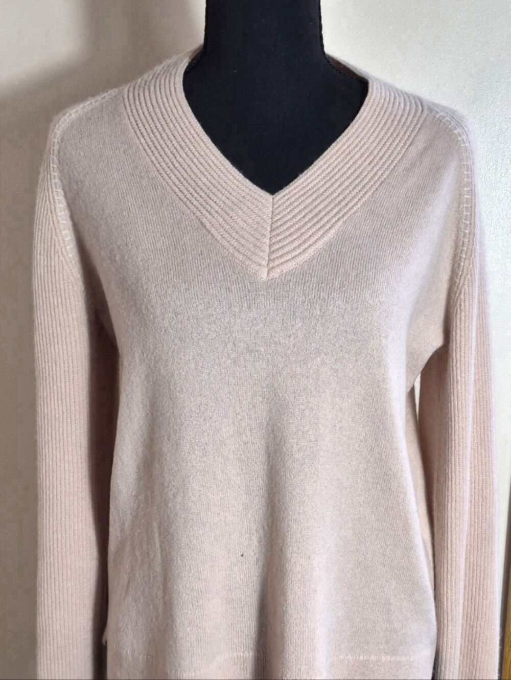 Johny Was Casey Cashemire Whipstitch Pullover Sweater Rose Blush S